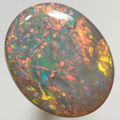 SOLID SEMI BLACK OPAL Top quality. Floral Harlequin pattern, Bright reds and a touch of yellow SEE VIDEO  
